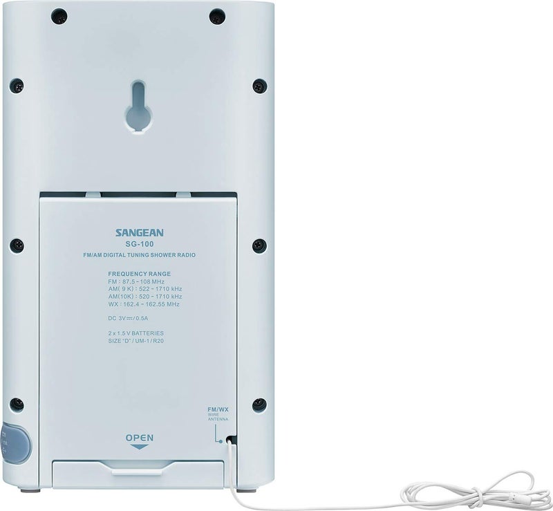 SANGEAN SG-100 AM/FM/Weather Alert Waterproof Shower Radio - Image 3